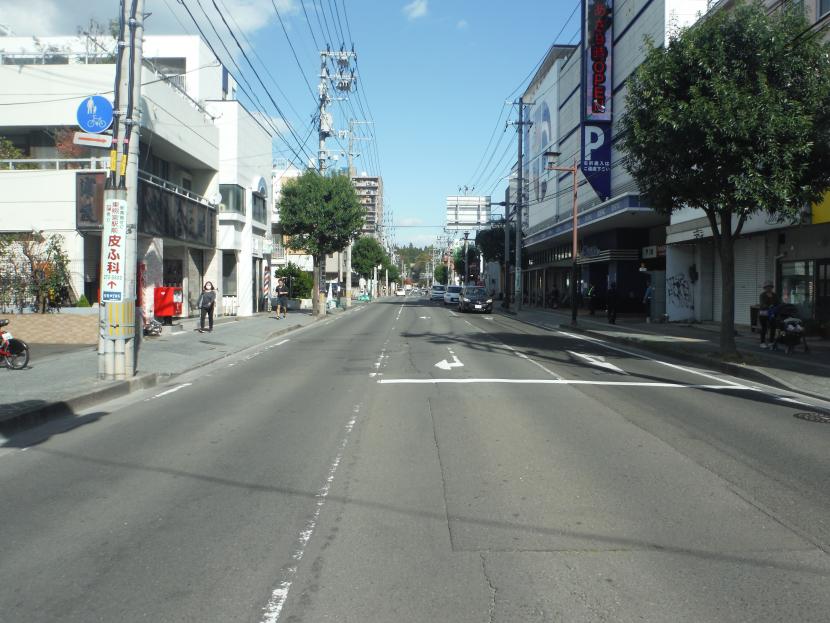 写真：路面標示が見えづらい様子