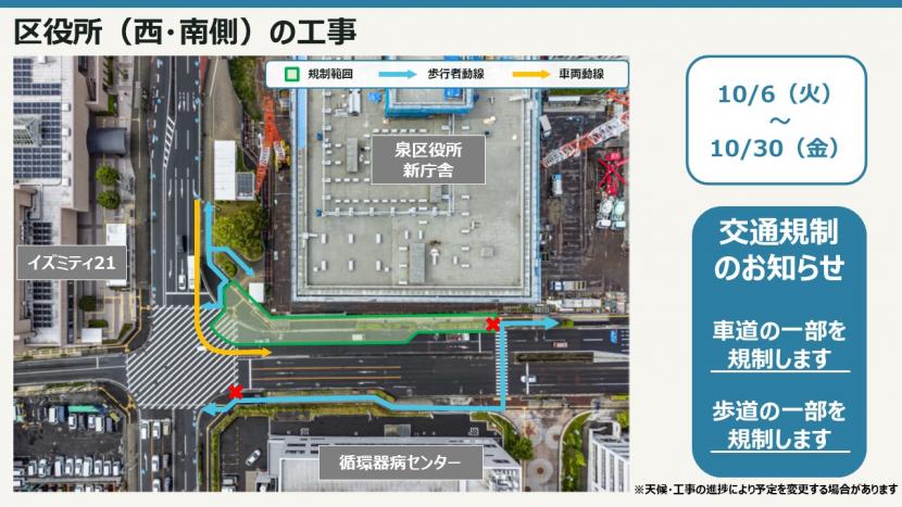 区役所西と南側の工事(10月6日から10月30日)