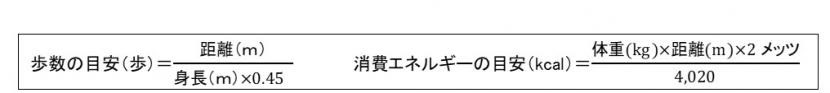 歩数・消費エネルギーの目安計算式