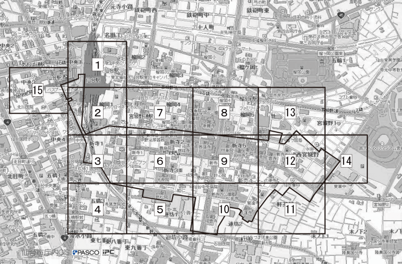 新寺小路地区の区割図