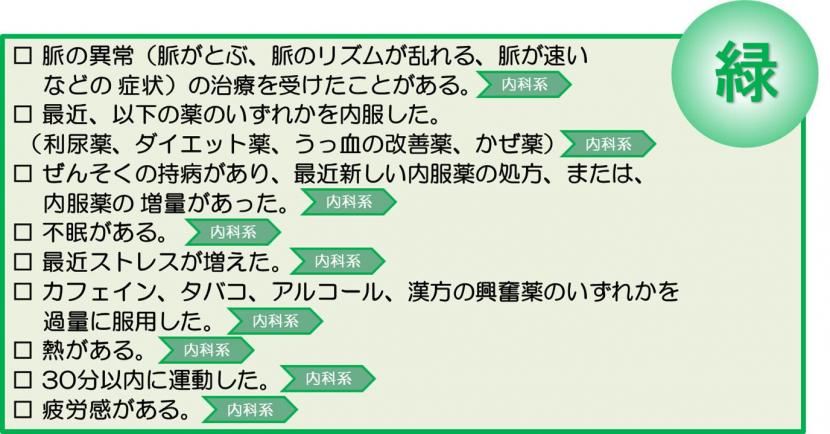 当日又は翌日の通常時間に病院受診するべき動悸・胸がドキドキする症状