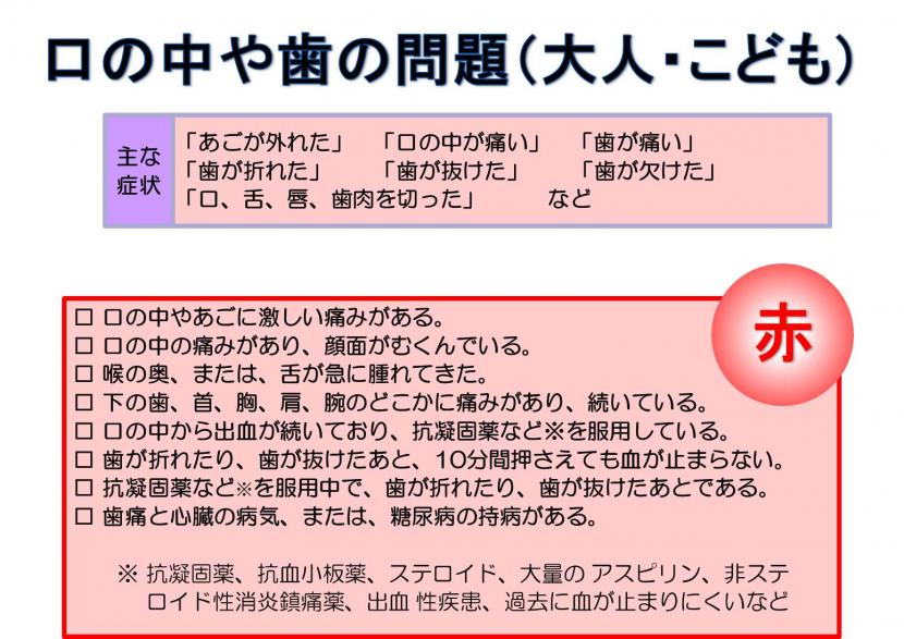 今すぐに119番通報するべき口の中や歯の問題