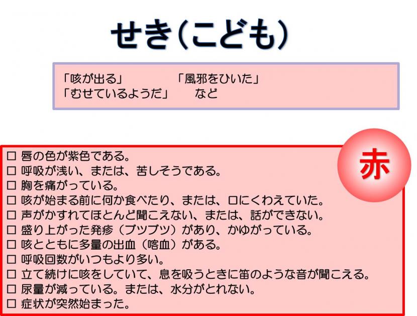 今すぐに119番通報するべきせき症状