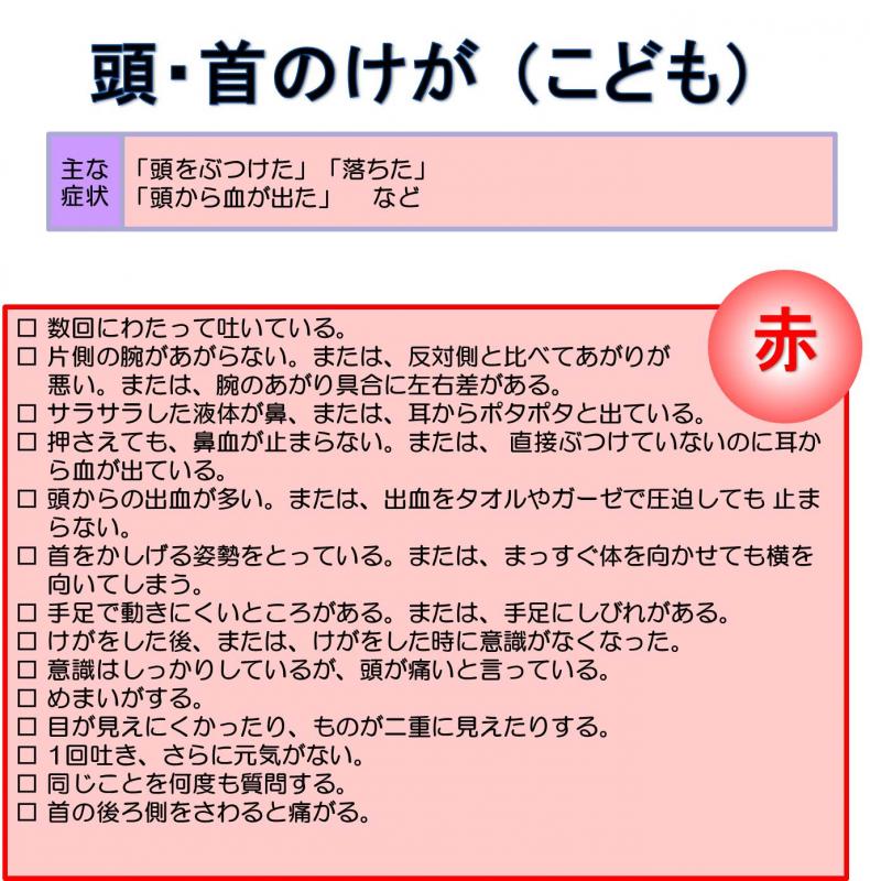 今すぐに119番通報するべき頭・首のけが症状