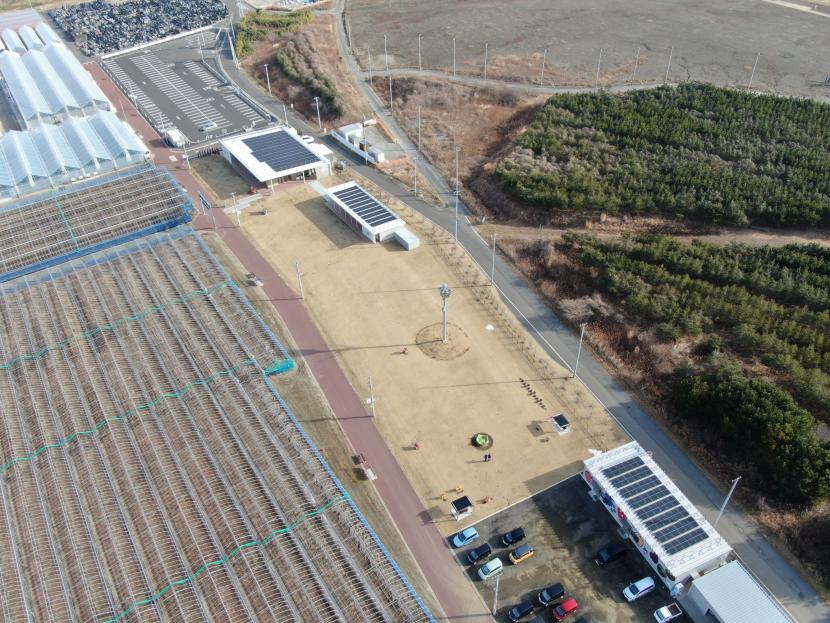 JRフルーツパーク仙台あらはまを上から撮影した写真