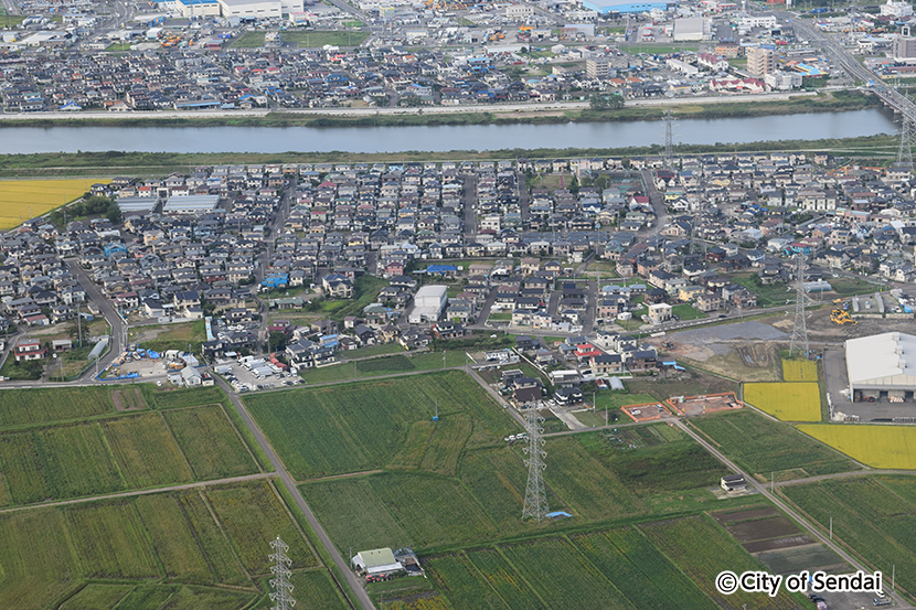 蒲生雑子袋地区の航空写真