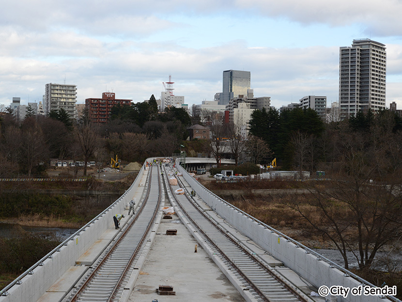 画像：地下鉄東西線工事現場（広瀬川橋りょう区）