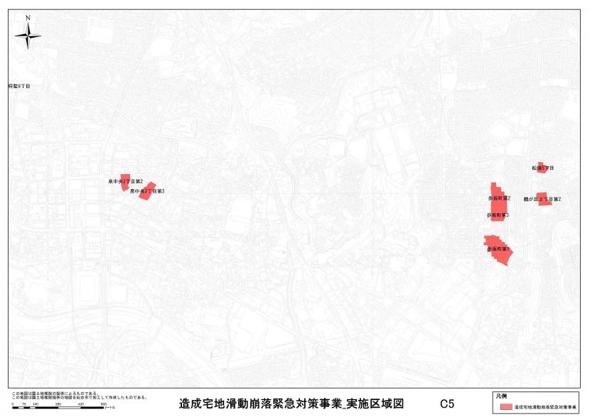 泉区泉中央周辺の事業区域図