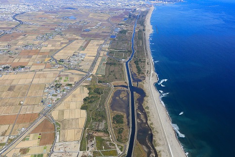 現在の海岸公園周辺の航空写真